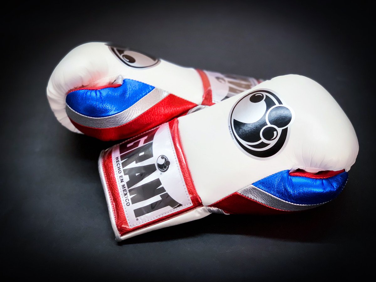 Red, white, blue, and silver Grant boxing gloves